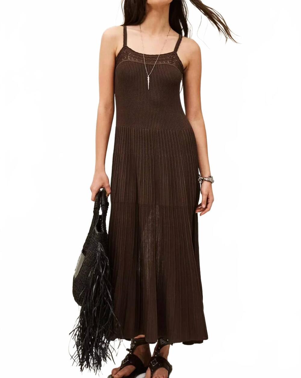 NEW BA&SH noto midi dress in cafe